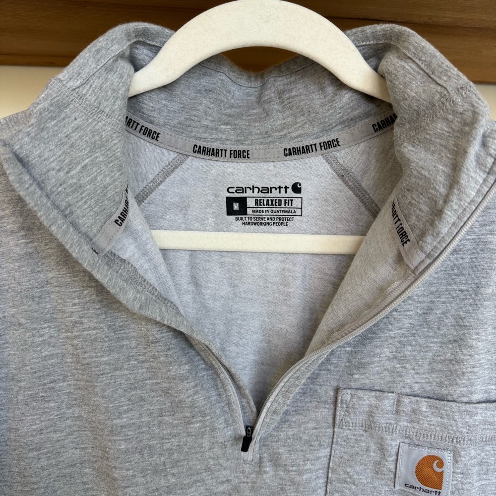 Carhartt Light Gray Heather Quarter-Zip Pocket Pullover long sleeve